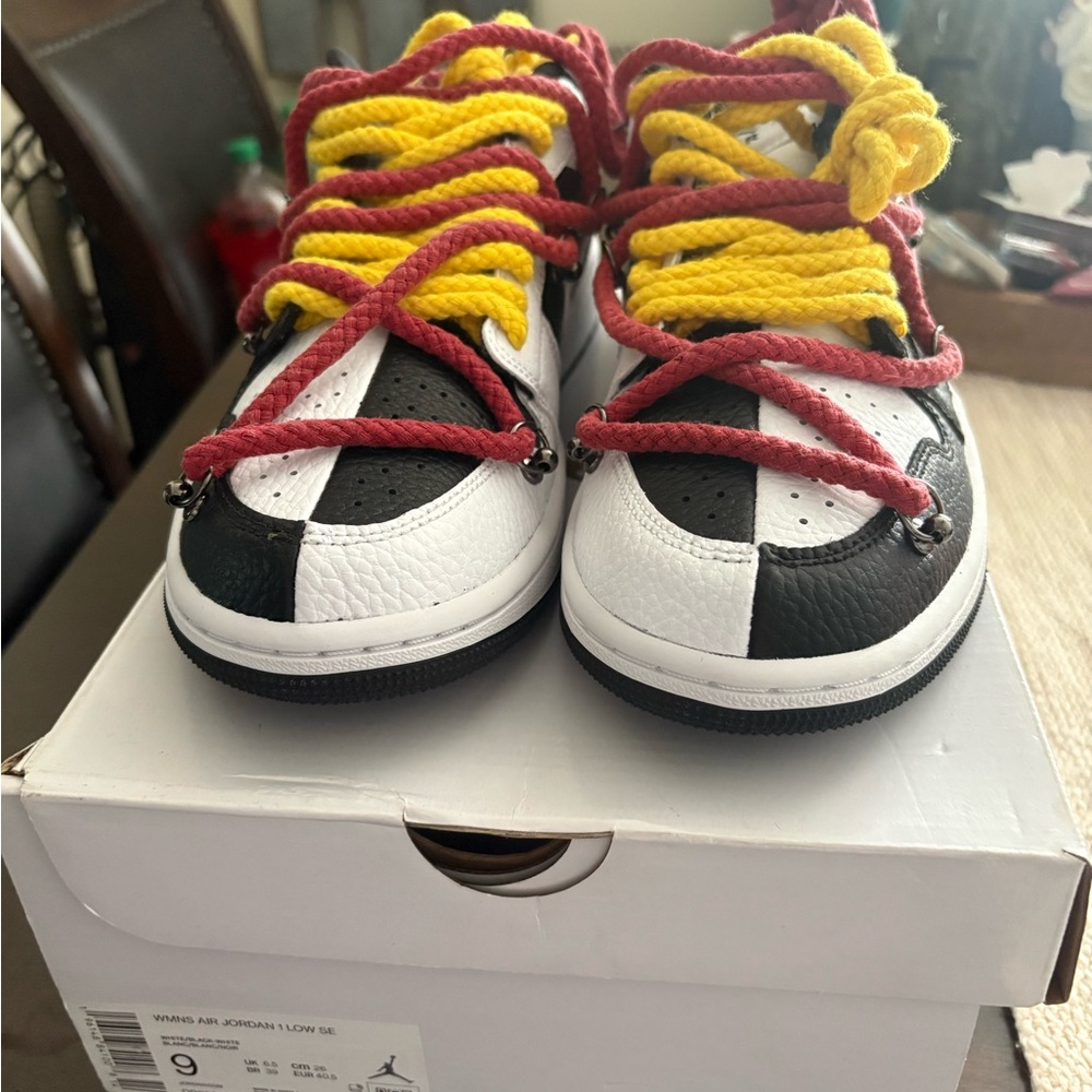 Joker Jordan 1’s Low - Black, White, Red, Yellow